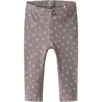 Name It Leggings - Rib - NdfHoise - Purple Dove m. Blomster