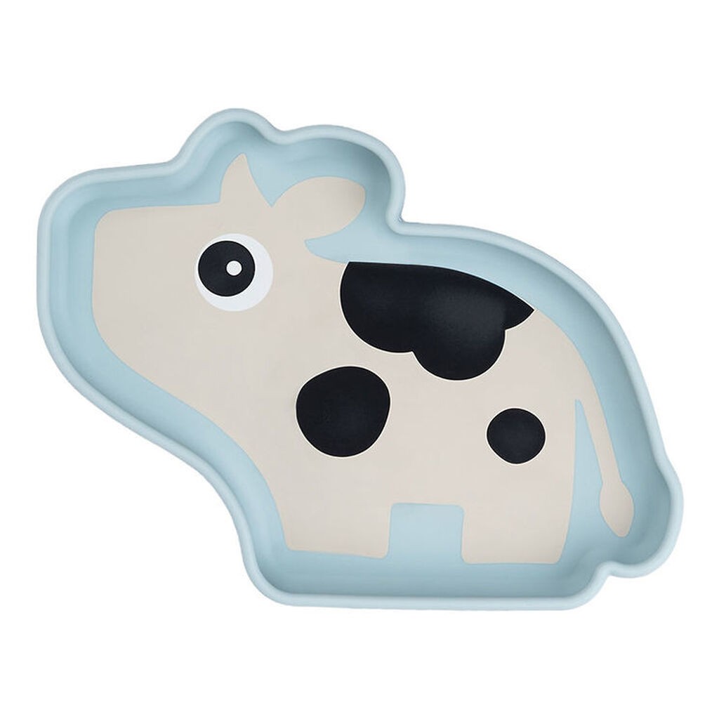 Done By Deer Silikone Stick Ad Stay Tallerken - Dotti Blå