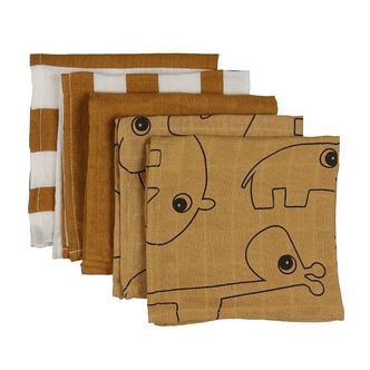 Done by Deer Vaskeklude - 5-pak - 30x30 cm - Deer Friends Mustar