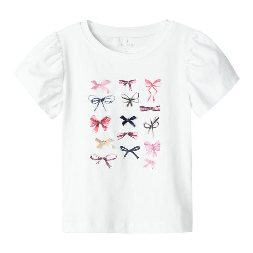 Name It T-shirt - NmfFilly - Bright White m. Sløjfer