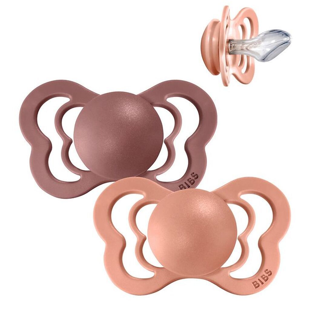 BIBS Couture Sutter - Str. 2 - 2-pak - Anatomisk - Peach/Woodchu