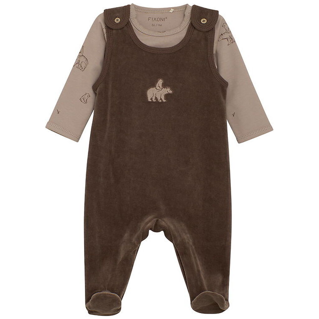 Fixoni Sæt - Body l/æ/Sparkedragt - Velour - Coffee Quartz