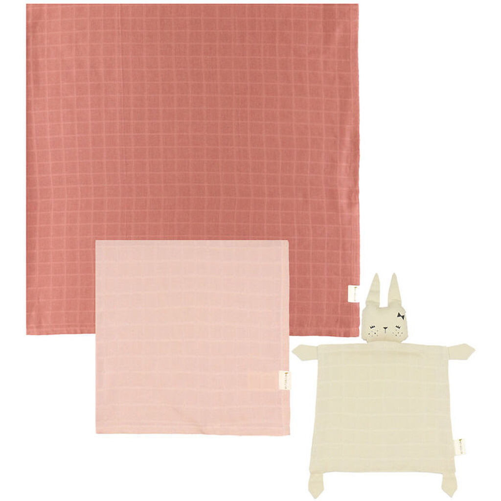 Fabelab Baby Gaveæske - Babysvøb/Stofble/Nusseklud - Dusty Rose