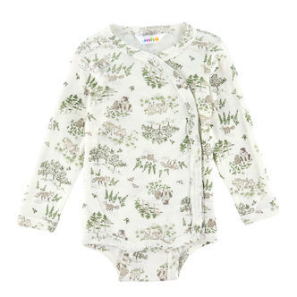 Joha Slå-Om Body l/æ - Uld/Silke - Off White m. Træer