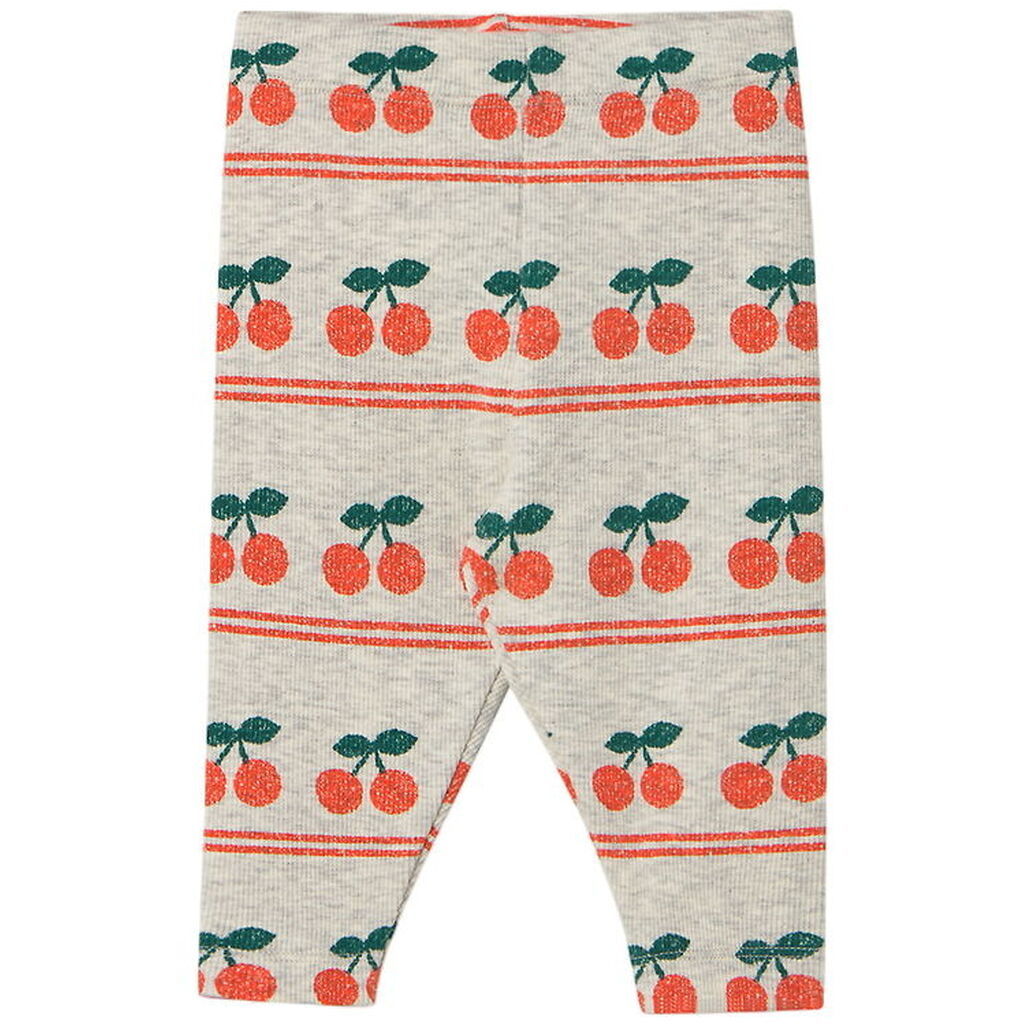 Tiny Cottons Leggings - Rib - Cherry - Light Cream Heather