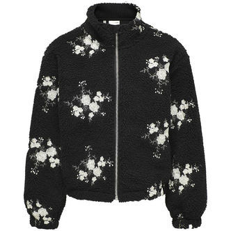 Kids Only Fleecejakke - KogValentina - Sort m. Blomster