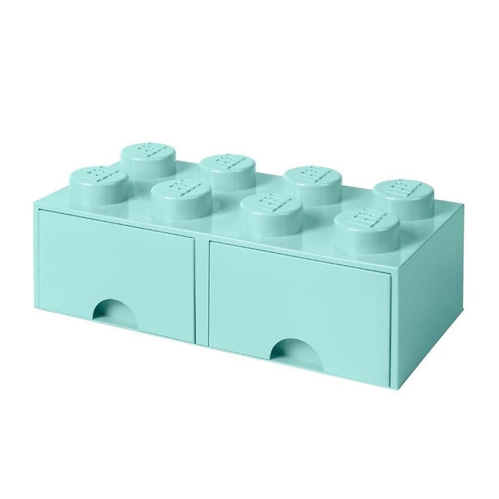 LEGOÂ® Storage Opbevaringsskuffe - 8 Knopper - 50x25x18 - Aquablå