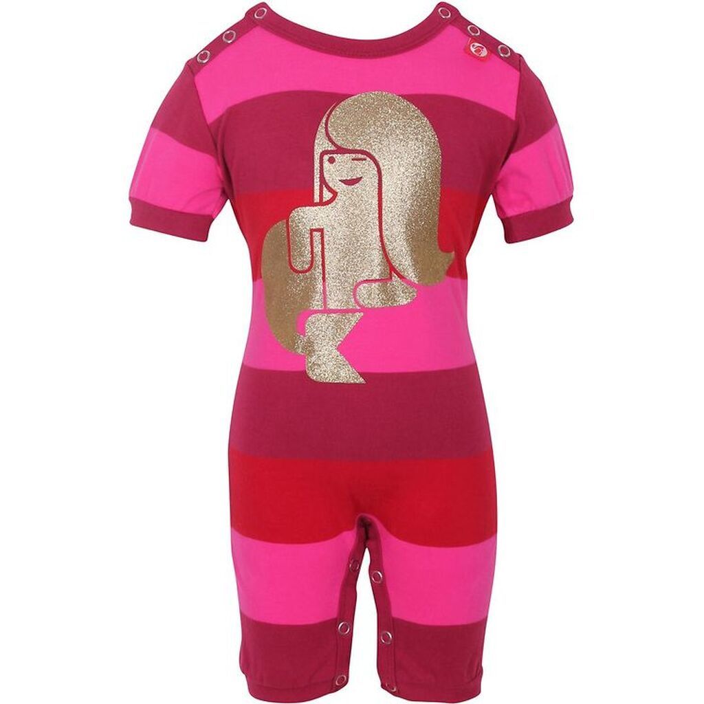 Danefæ Sommerdragt - Pink stribet m. Guld Havfrue