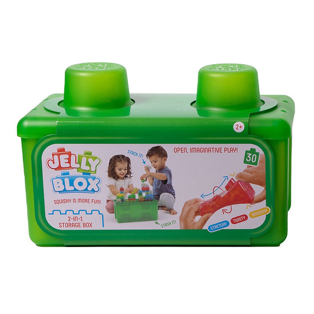 Jelly Blox Opbevaringskasse m. Klodser - 2-i-1 - 30 Dele - Grøn