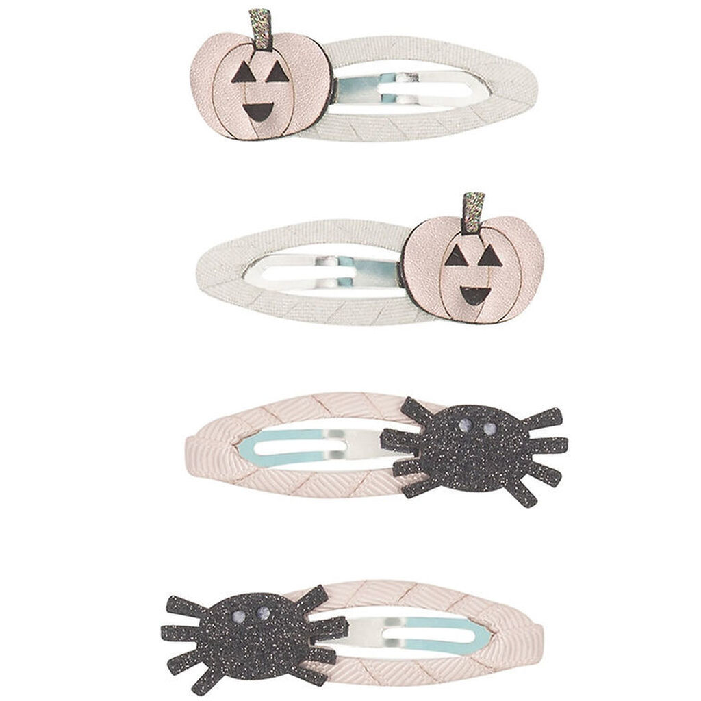 Mimi & Lula Hårspænder - 4 stk - 5,5 cm - Pumpkin Spider Hallowe