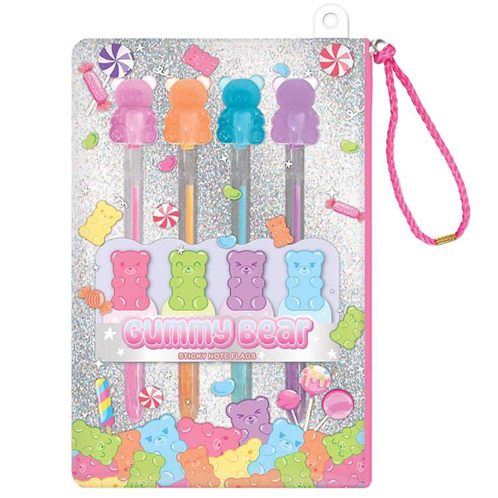 Hot Focus Taske m. Indhold - 4 Gelépenne/4 Post-It - Gel Pentast