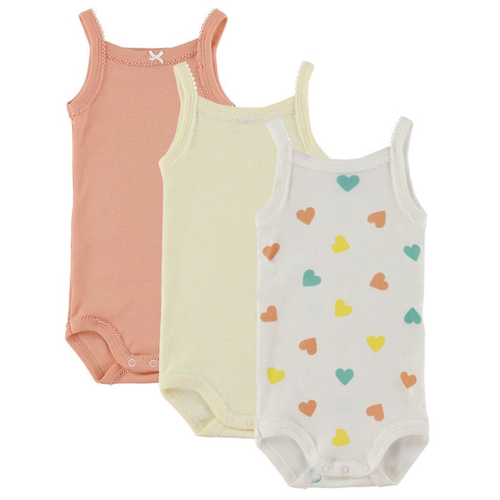 Petit Bateau Bodyer u/æ - 3-pak - Hvid/Orange