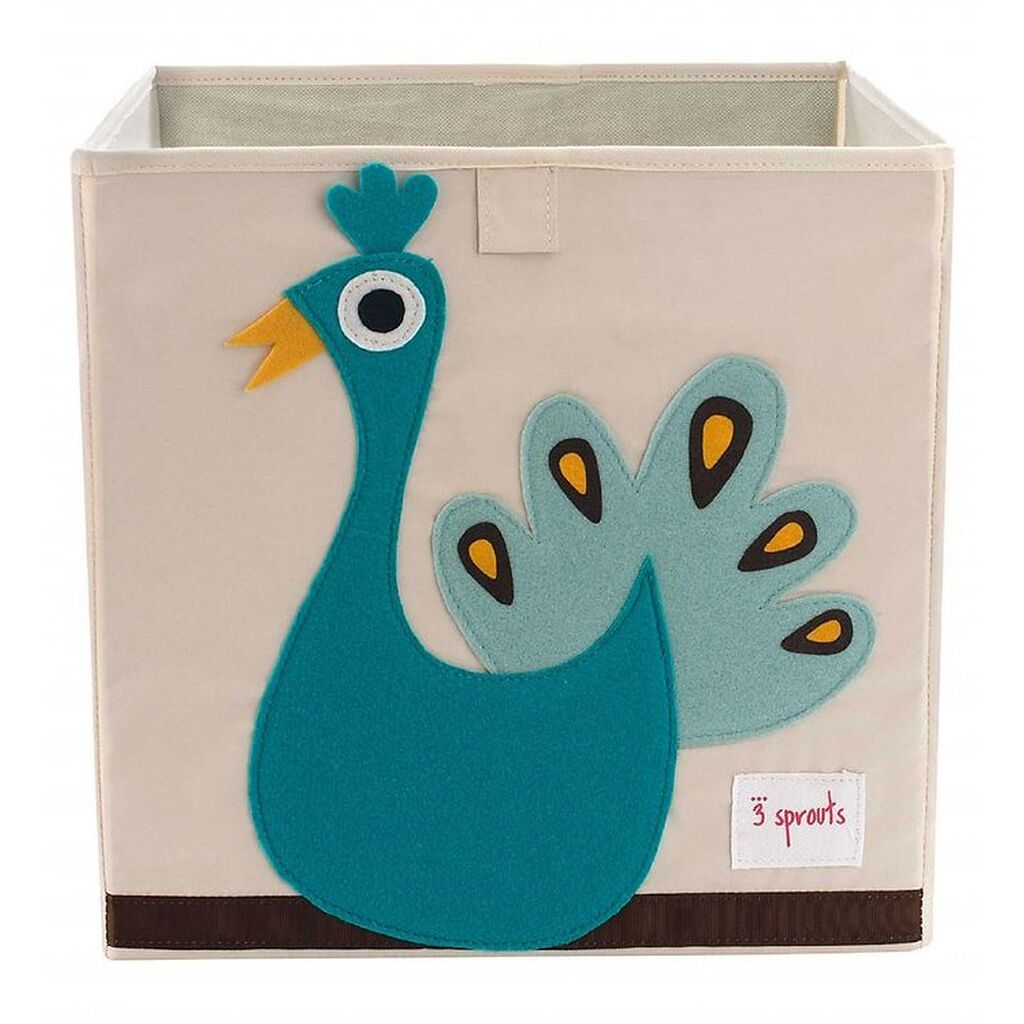 3 Sprouts Opbevaringskasse - 33x33x33 - Påfugl