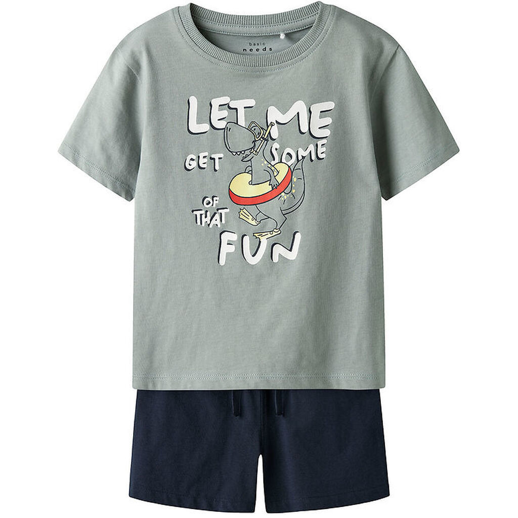 Name It Shortssæt - Shorts/T-shirt - NmmVigor - Slate Gray