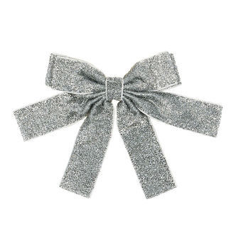 Konges Sløjd Hårsløjfe - 10 cm - Sølv m. Glimmer