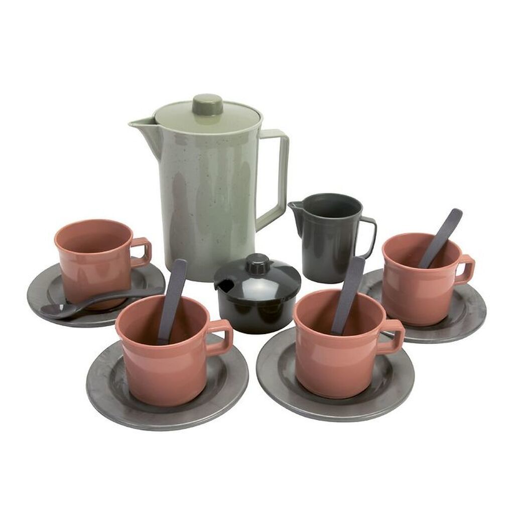 Dantoy Green Bean Kaffestel - 17 Dele - Assorterede Jordfarver