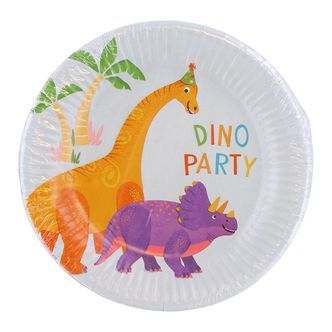 Decorata Party Paptallerkner - 8-pak - 19,5 cm - Dino Party
