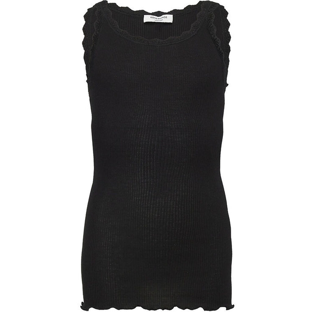 Rosemunde Top - Lang - Rib - Balta - Sort m. Blonder