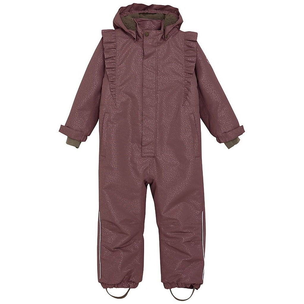 En Fant Flyverdragt - Rosa Taupe m. Guldprikker/Flæser