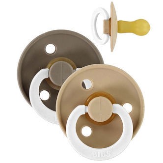 BIBS Colour Natsutter - Str. 2 - 2-pak - Rund - Vanilla/Dark Glo