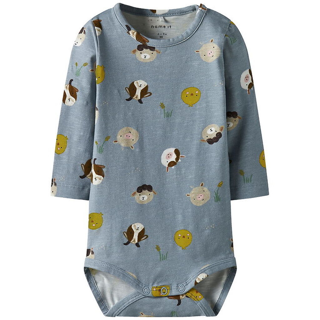Name it Body l/æ - NbmLarm - Dusty Blue m. Print