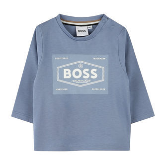 BOSS Bluse - Lyseblå m. Hvid