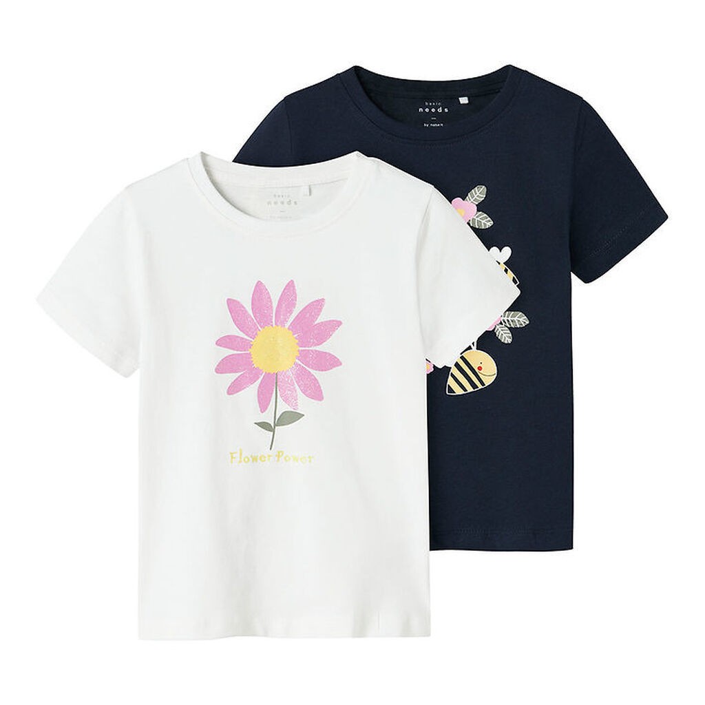 Name It T-shirt - NmfVeen - 2-pak - Navy Blazer/Bright White