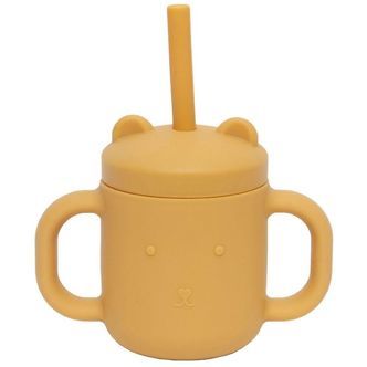 Petit Monkey Kop m. Sugerør - Silikone - 175 ml - Ochre