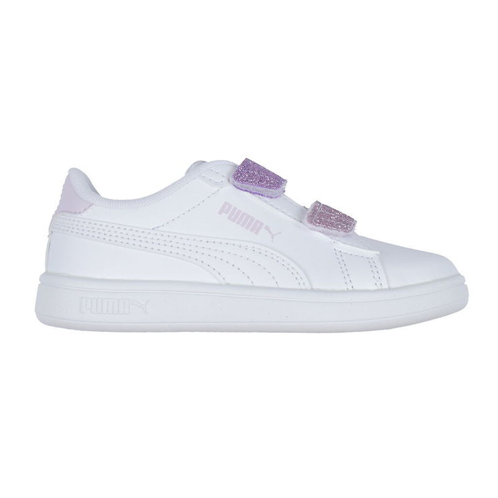 Puma Sko - Smash 3.0 L Glitter Velcro - White/Lavender Alert