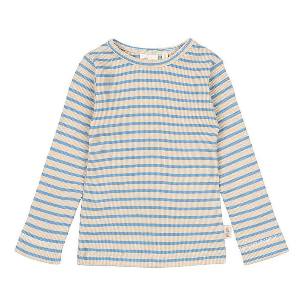 Petit Piao Bluse - Rib - Modal - Allure Blue/Dark Off White