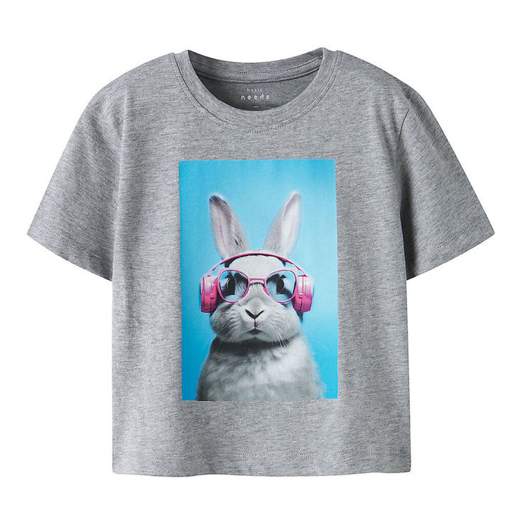Name It T-shirt - NmfVotea - Grey Melange/Bunny Head