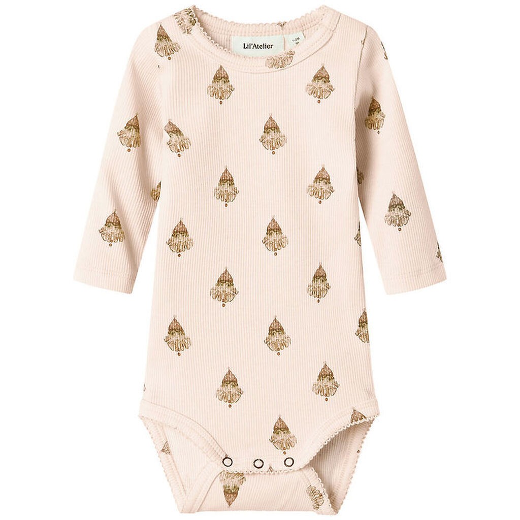Lil' Atelier Body l/æ - Rib - NbfLavo - Pastel Parchment m. Klov