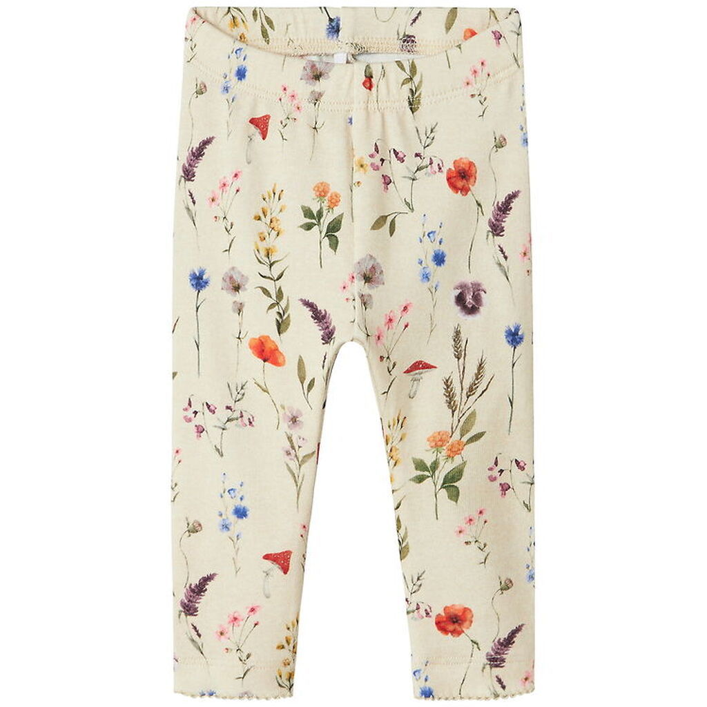 Name it Leggings - NbfLuxa - Peyote Melange m. Blomster