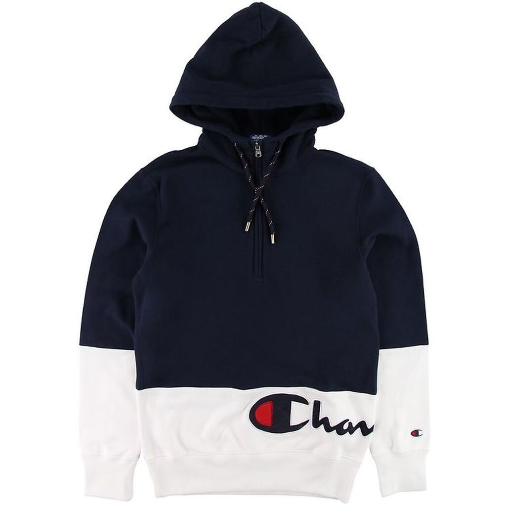 Champion Fashion Hættetrøje - Half Zip - Navy/Hvid