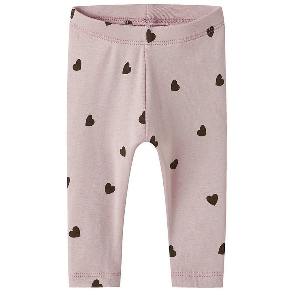 Name It Leggings - NbfkHeart - Burnished Lilac m. Hjerter