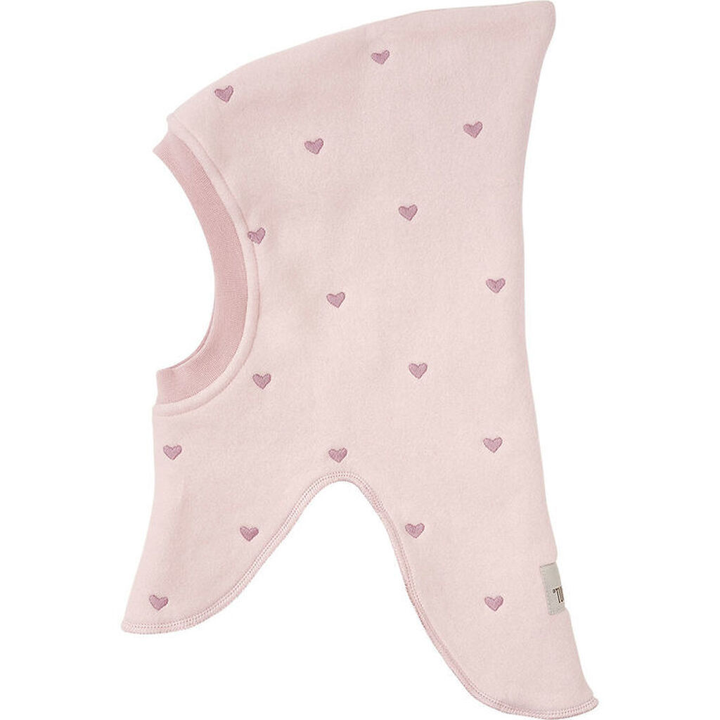 Huttelihut Elefanthue - 2-lags - Fleece - Peach Blush m. Hjerter