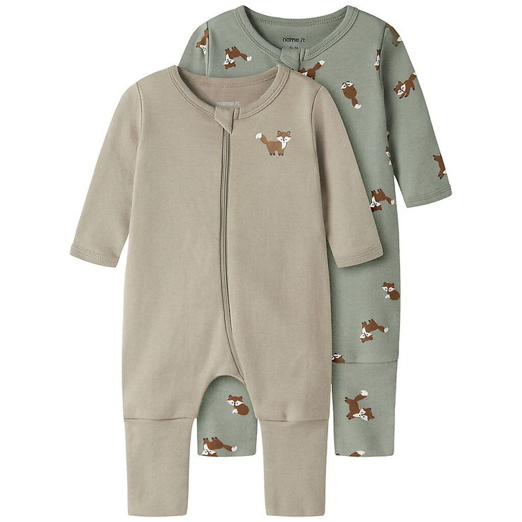 Name It Natdragt - Noos - NbmNightsuit - 2-pak - Shadow/W/Alumin