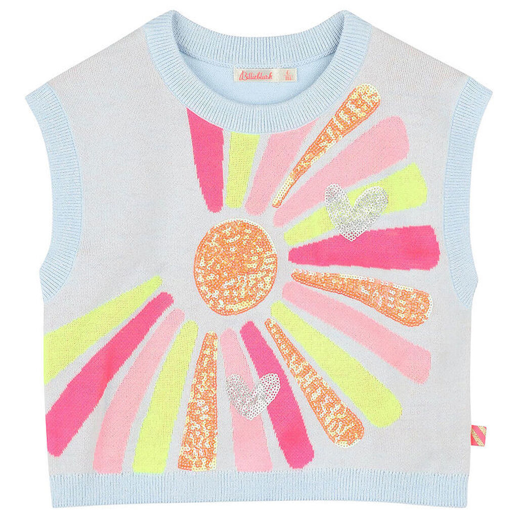 Billieblush Top - Strik - Ice Water/Multi m. Palietter