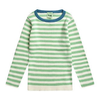 FUB Bluse - Rib - Ecru/Emerald