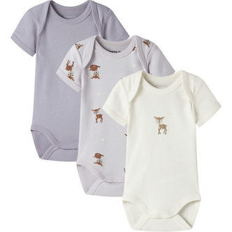 Name It Bodyer k/æ - Noos - NbfBody - 3-pak - Lilac Marble/W/Jet