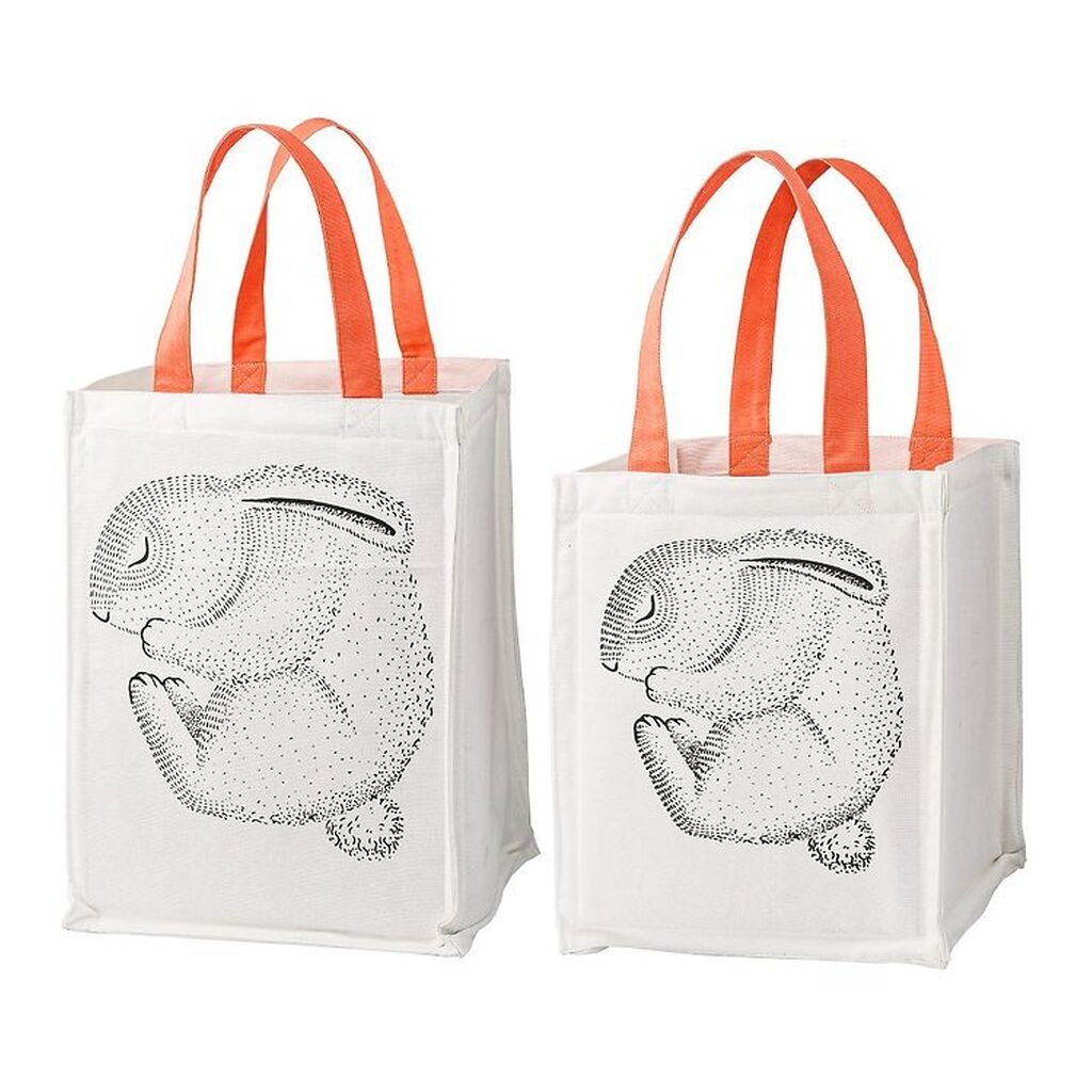 Bloomingville Opbevaringsposer - 2 stk - 30/40 cm - Hvid/Koral m