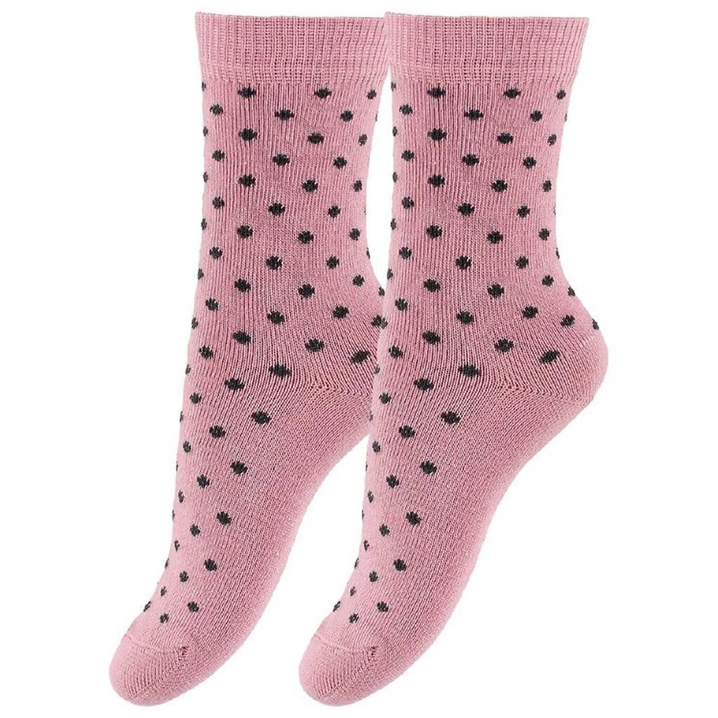 Fuzzies Strømper - 2-Pak - Gl. Rosa m. Koksgrå Prikker