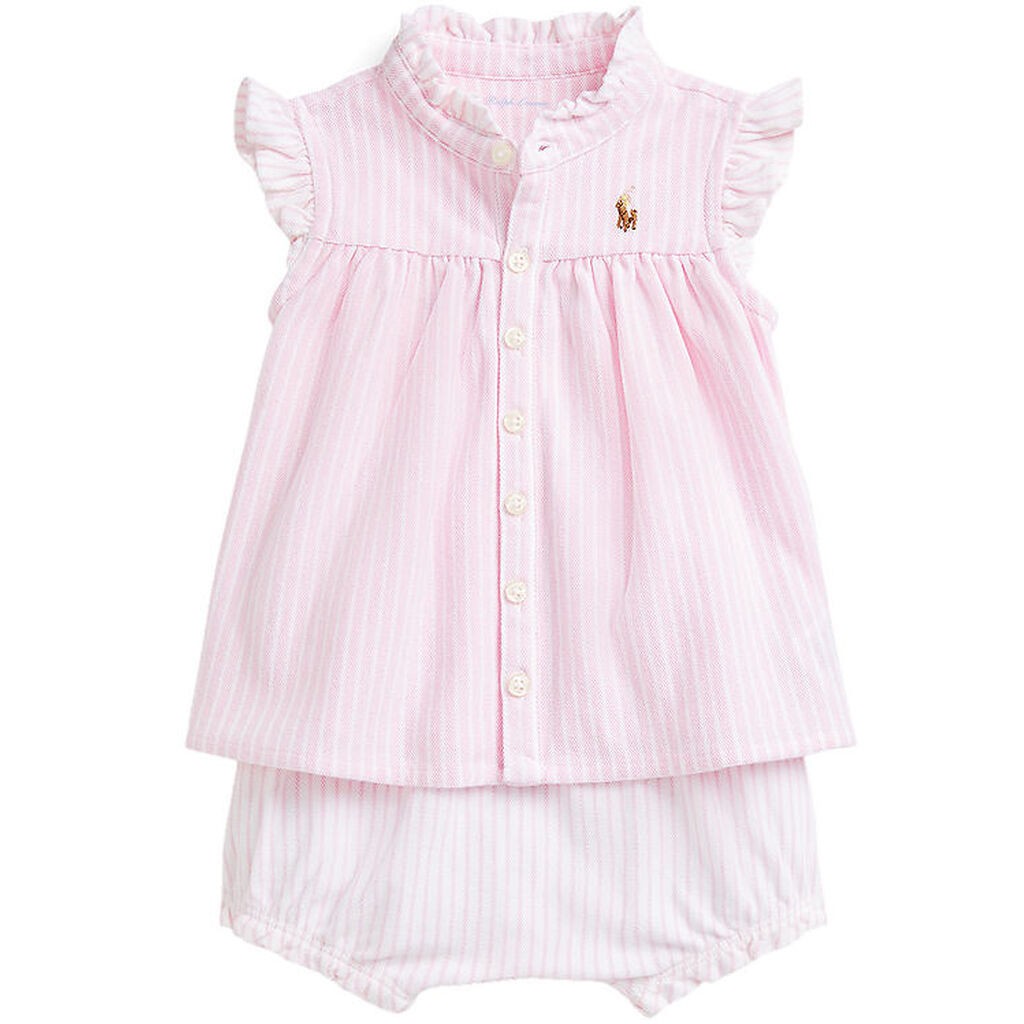 Polo Ralph Lauren Top/Bloomers - Rosa/Hvidstribet