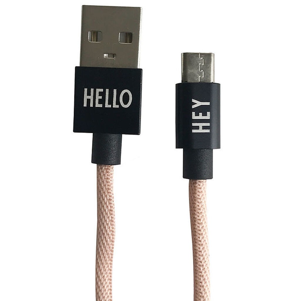 Design Letters Opladerkabel - Android - USB-A/USB-C - Rosa