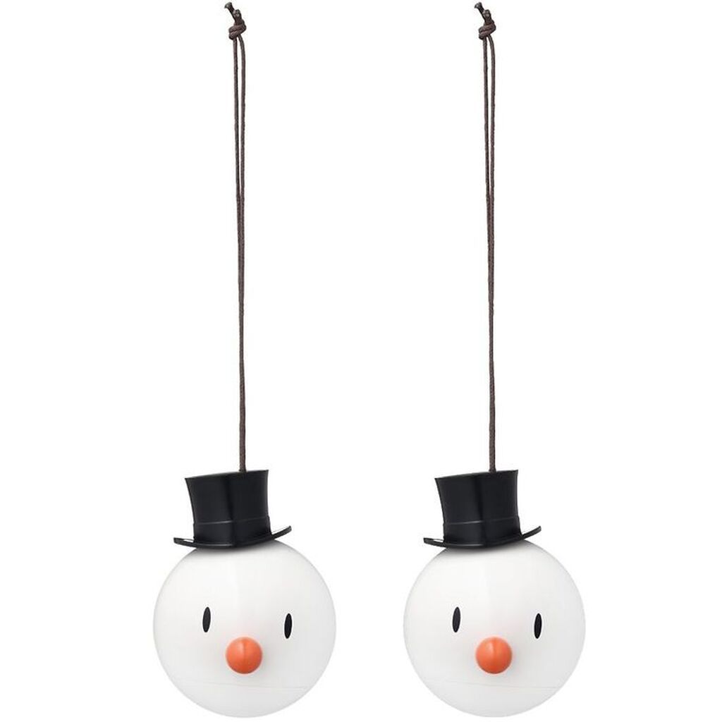 Hoptimist Julekugler - Snowman - 2 stk - Ø:5 cm - Hvid