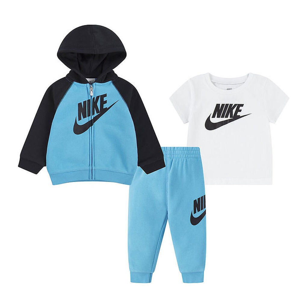 Nike Sweatsæt m. T-shirt - Baltic Blue/Sort