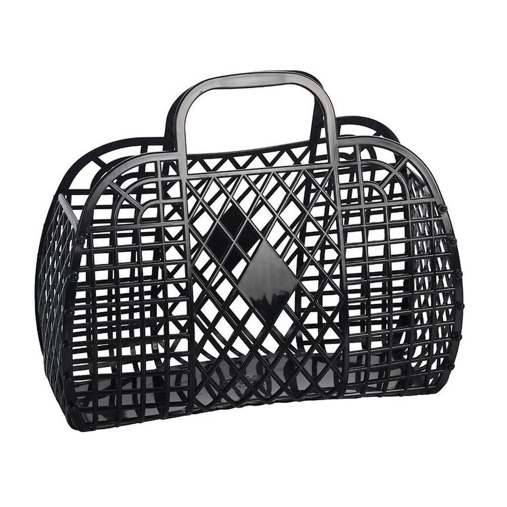 Sun Jellies Lille Foldekurv - Retro - 26x21x12 cm - Black