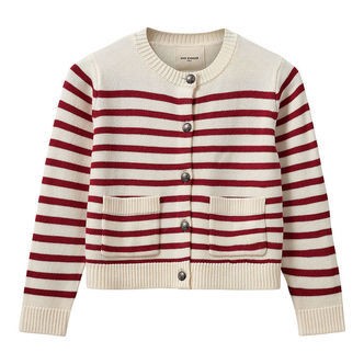 Sofie Schnoor Cardigan - Strik - Off White/Rød