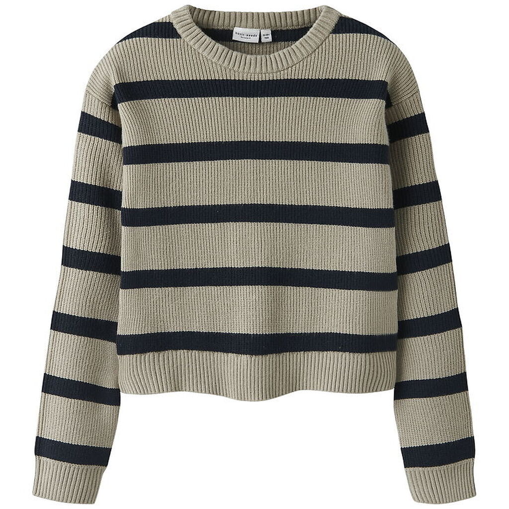 Name It Bluse - Strik - NkfvNilla - Island Fossil/W. NAVY BLAZER