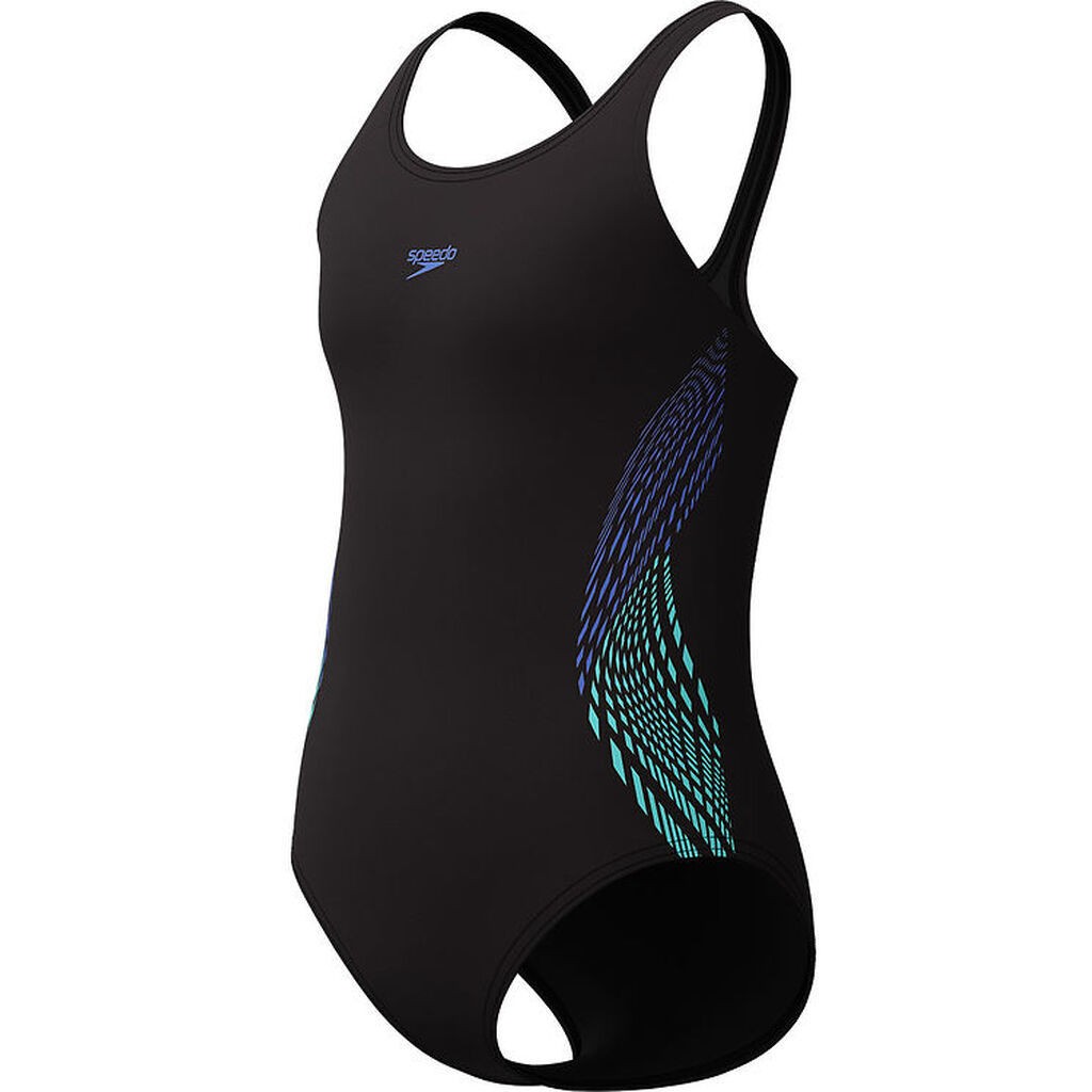 Speedo Badedragt - Placemement Muscleback - Sort m. Blå